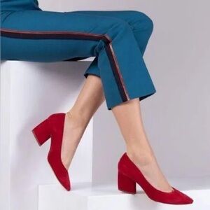Botkier Stella Cherry Red Suede Block Heels Classic